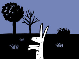 Illustration d'un lapin dans la nuit