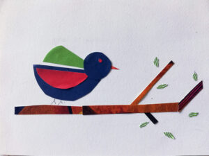 Illustration d'un oiseau sur sa branche
